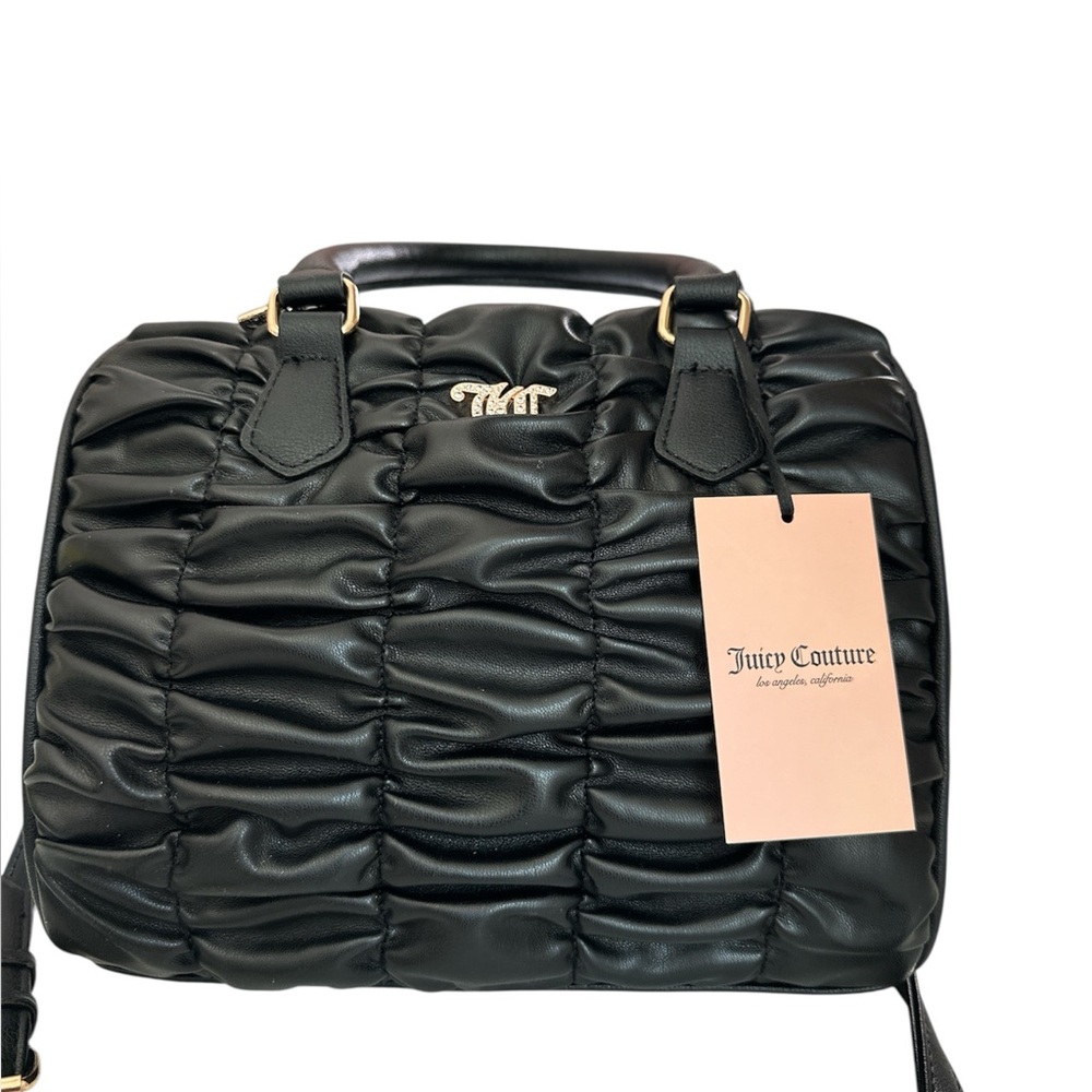Juicy Couture Black Ruched Leather Satchel